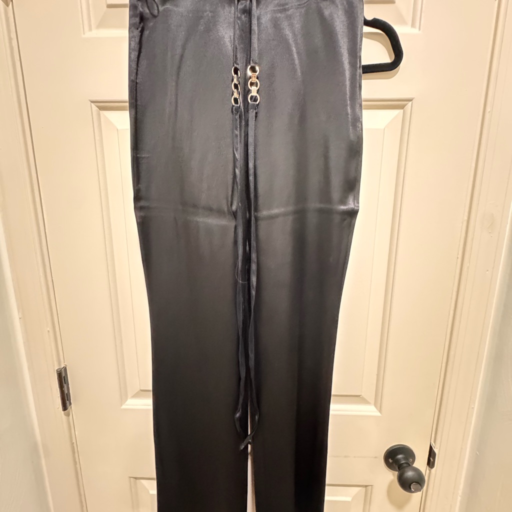 Zara Men's Elegant Black Satin Trousers Size Is S